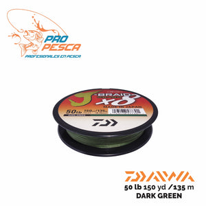 Hilo trenzado DAIWA J-Braid 8x-150yd/135mt-Dark Green- 30/50 Lb